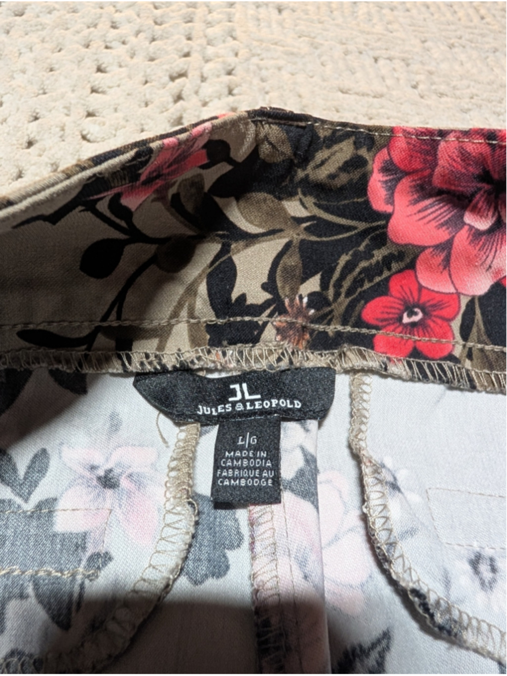 759 - Jules & Leopold Floral Pull-On Straight Leg Pants L Boho Retro Stretch - Picture 5 of 10